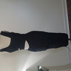 NEW Womens sz SMALL BLACK SPANDEX DRESS. FULL ZIPPER ON BACK ON TOP N BO…